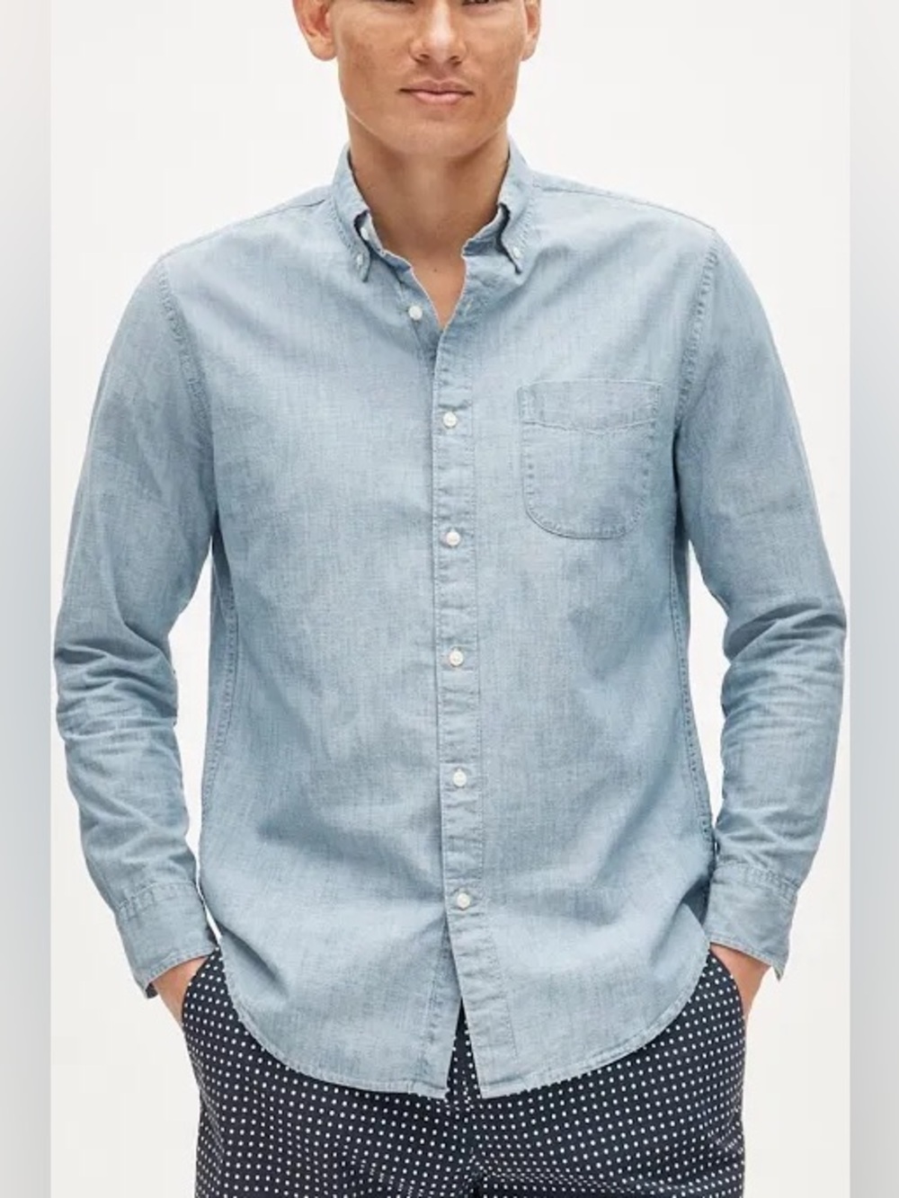 Light Blue Men’s Button-Down Shirt